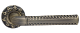 Ручка дверная на круглом основании RENZ "ЛЕОН" DH 62-10 MAB бронза античная матова